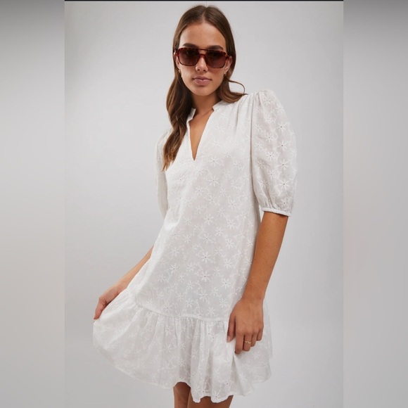 MINKPINK-Revolve White Sadie Broidery Mini Dress size XS - Picture 3 of 11